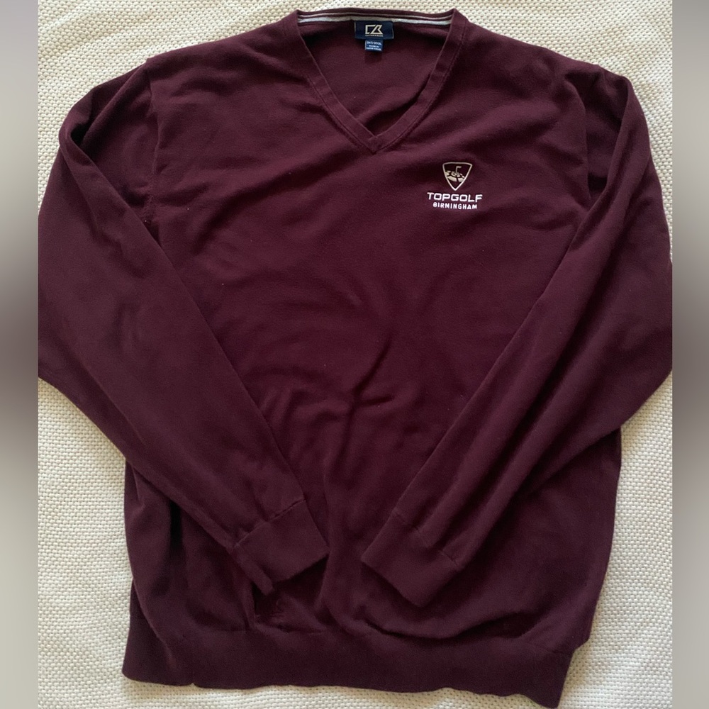 TopGolf, Cutter & Buck, maroon, V-neck, men’s 3XL sweater